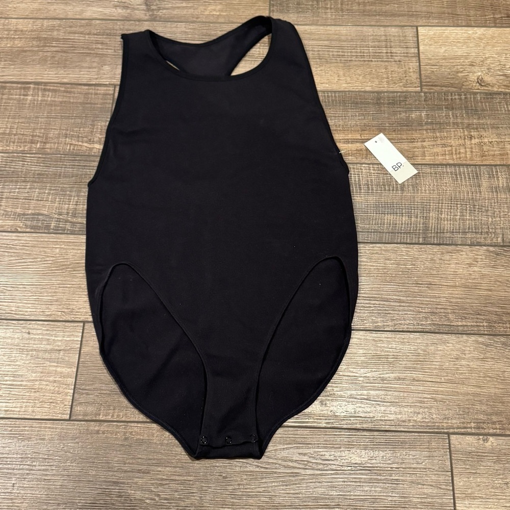 BP Nordstrom Black High Neck Racer Back Ribbed Bodysuit Womens XL NWT